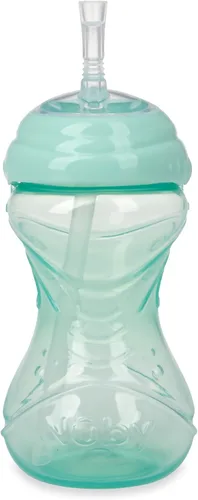 Vista 5 de Nuby Vaso de 3 Piezas Antiderrames de Fácil Agarre con Popote Flexible, Función Clik It Lock, Neutro, 10 Onzas