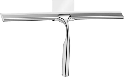 Vista 8 de Escobilla de ducha de acero inoxidable con gancho autoadhesivo, escobilla de ventana para puertas de ducha, limpiadores de espejo de baño, limpieza