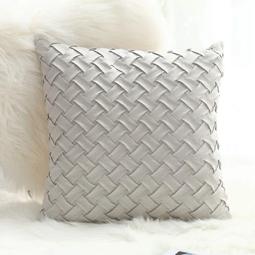 Vista 7 de vctops Funda de Almohada Decorativa con Patrón de Tejido de Canasta Boho, Gamuza Súper Suave, Funda de Cojín de Acento Cuadrada Sólida para Sillón