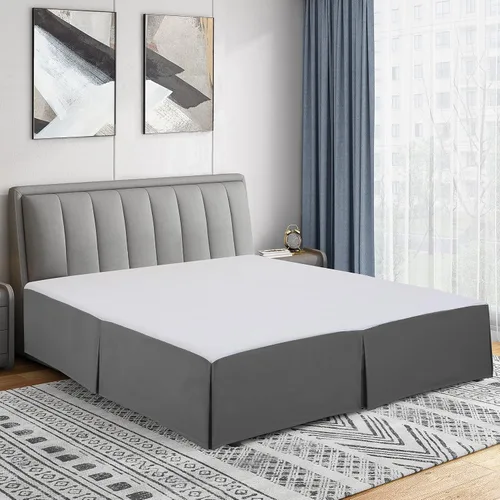 Vista 24 de Cathay Home Falda de cama plisada de microfibra de doble cepillado de fácil ajuste, ultra suave, resistente a la decoloración y a las arrugas