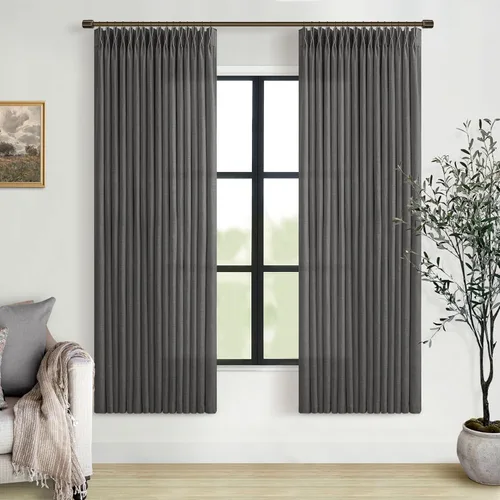 Vista 73 de TWODRAPES Cortinas de Lino Plisadas con Pinza Beige Blancas de 54 Pulgadas de Largo 2 Paneles para Comedor Cocina Dormitorio Plisadas Semi