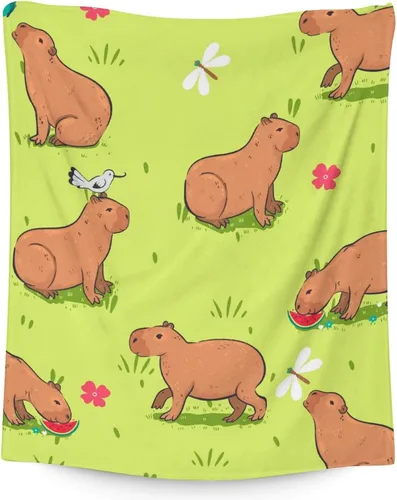 Vista 13 de Capybara - Manta de regalo de 30 x 40 pulgadas, manta de franela de felpa suave y cálida para sofá, cama y sofá