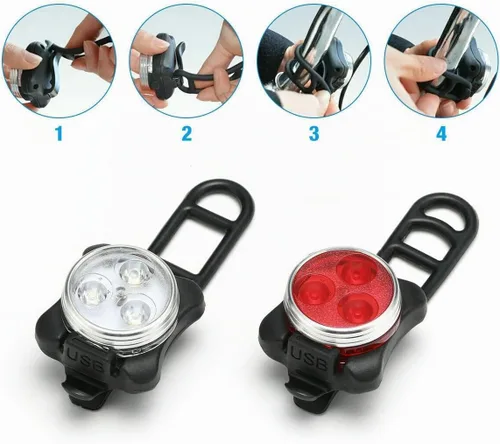 Vista 9 de Rechargeable LED Bike Light Sets, Super Bright Front Headlights and Rear LED Bicycle Lights, 650mah Lithium