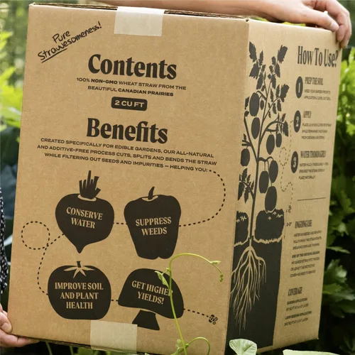 Vista 6 de Caja de mantillo GardenStraw de HealthiStraw, 2 pies cúbicos (10 lb) – Paja de trigo 100% natural y sostenible para jardines, siembra de césped