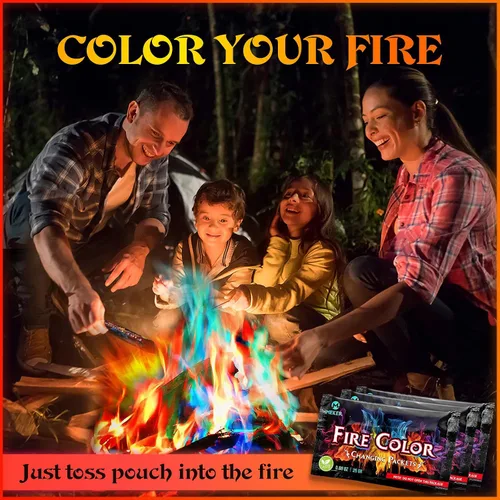 Vista 5 de MEKER Paquetes de Cambio de Color de Fuego – Fogata, Fogatas, Chimeneas al Aire Libre, Hoguera – Color de Fuego – Accesorios Perfectos de Campamento