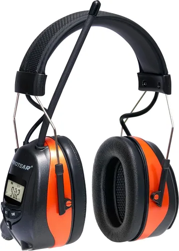 Vista 9 de Cascos protectores de oídos PROTEAR con radio AM/FM, auriculares con reducción de ruido de 25dB, orejeras de seguridad con pantalla digital Negro