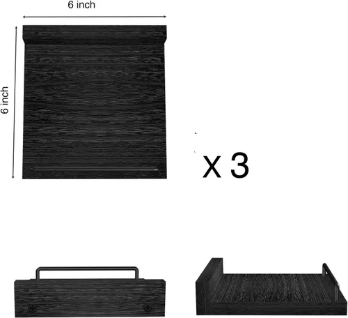 Vista 3 de RYOFOBETTO Estante flotante pequeño, estantes de pared de granja de 6 x 6 pulgadas para sala de estar, dormitorio, marcos de fotos, plantas, cocina