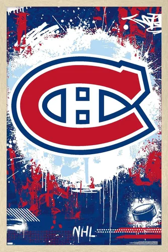 Vista 7 de Trends International NHL Montreal Canadiens - Póster de pared Maximalist Logo 23, 22.4 pulgadas de largo x 14.7 pulgadas, versión enmarcada