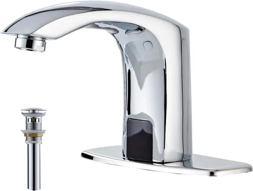Vista 11 de Grifo de baño automático negro activado por movimiento, sin contacto, bañera, lavabo, lavabo, aireador, un agujero, mezclador de latón, desagüe