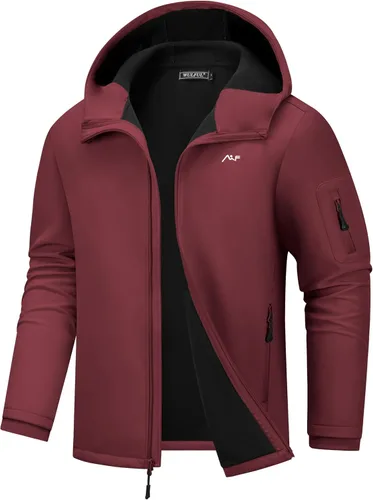 Vista 13 de WULFUL Chaqueta ligera Softshell para hombre, con forro polar, rompevientos, impermeable, suave, para senderismo al aire libre