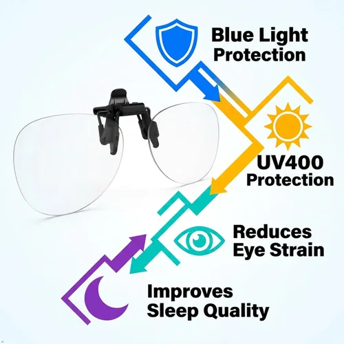 Vista 8 de Eyekepper Blue Light Clip on Glasses, Blocking UV Ray, Anti Glare
