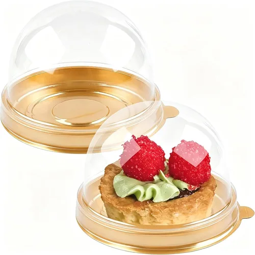 Vista 8 de TOFLEN - 100 mini recipientes de postre con tapas de cúpula, base transparente