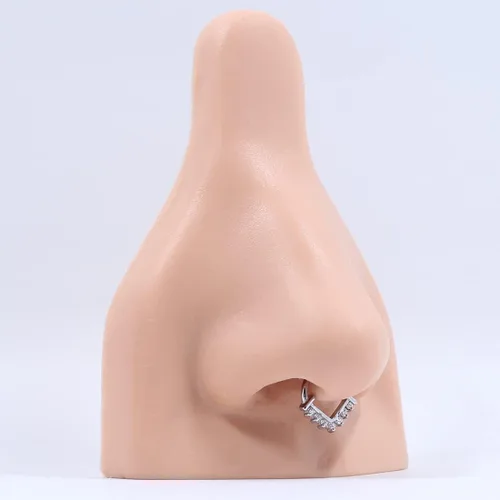 Vista 6 de FANSING Tabique de acero quirúrgico 316L para mujer, joyería de tabique hipoalergénica de 0.43 oz, 0.73 pulgadas, joyería de piercing triangular