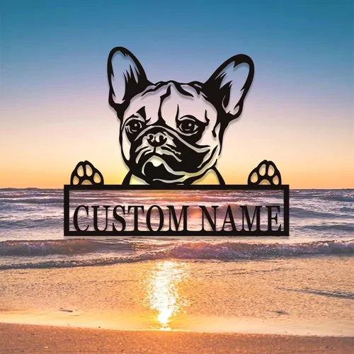 Vista 5 de Letrero personalizado de bulldog francés – Letrero personalizado para perro, arte de pared de metal, regalo conmemorativo para amantes