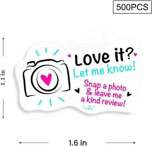 Vista 2 de Littlefa Love it Let Me Know - Calcomanías para pequeñas empresas, paquete de 500