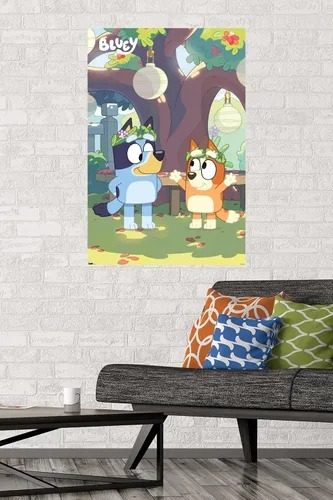 Vista 2 de Bluey - Póster de pared dúo, 34 pulgadas de largo x 22.4 pulgadas de ancho, versión sin marco