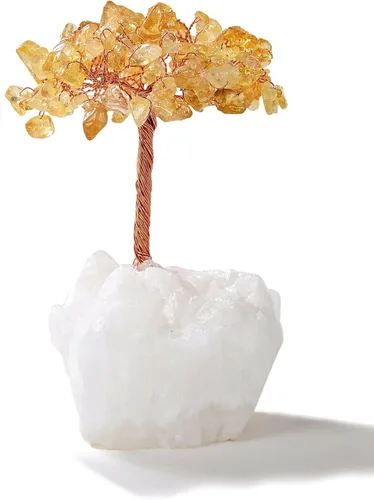 Vista 10 de KALIFANO Amatista natural (más de 100 piedras preciosas!) Árbol de cristal de chakra con base de racimo de cuarzo, árbol de dinero bonsái Feng Shui
