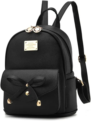 Vista 2 de Bonita mochila de piel con lazo para mujer