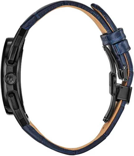 Vista 2 de Bulova CURV - Reloj cronógrafo con correa de cuero azul para hombre 98A232, Blanco, Cronógrafo