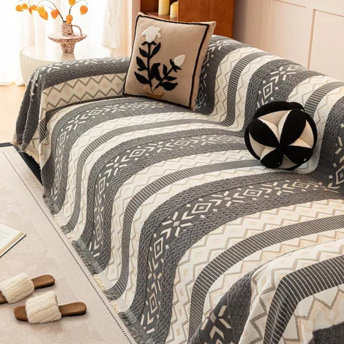 Vista 44 de HANDONTIME Fundas de Sofá Sillón Funda de Sofá Boho para Perros Caqui Funda de Sofá con Borlas Silla Reclinable Funda de Futón Lavable 1 Cojín Sofá