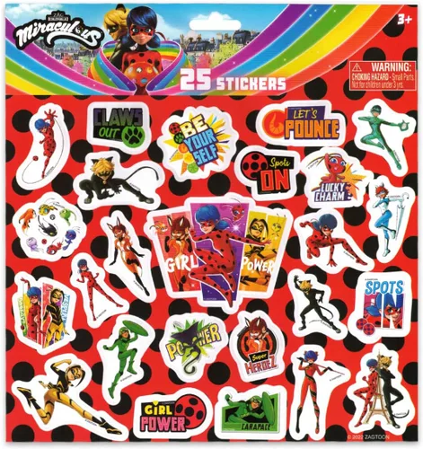 Vista 4 de Miraculous Juego de lonchera de mariquita, paquete de lonchera aislada, calcomanías, tatuajes temporales y más Suministros escolares de mariquita