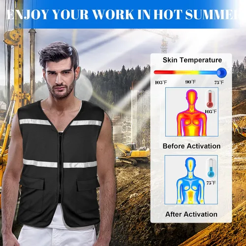 Vista 4 de Sukeen Chaleco de enfriamiento de hielo para hombres y mujeres, chaqueta reflectante para el trabajo en climas cálidos, deportes al aire libre