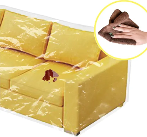 Vista 3 de wokire Funda de sofá más gruesa transparente, a prueba de agua/Funda de sofá resistente - Protección contra las garras de gatos y perros, funda