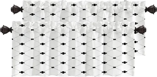 Vista 61 de Cortinas opacas de poliéster multicapa para cafetería, con diseño de diamantes, 2 unidades, 26 x 24 pulgadas