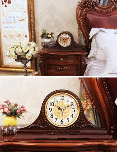 Vista 6 de Reloj de repisa, reloj de madera silenciosa, para escritorio, chimenea, relojes de escritorio de madera, relojes de repisa, para dormitorio, sala