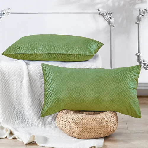 Vista 36 de Juego de 4 fundas de almohada cuadradas decorativas de terciopelo con diamantes de 20 x 20 pulgadas, fundas de almohada geométricas suaves para Aqua