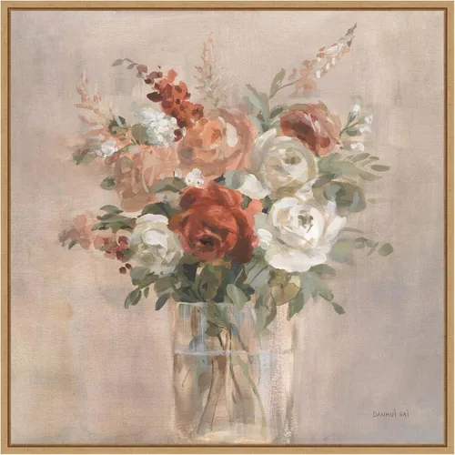 Vista 9 de Amanti Art Lienzo enmarcado para pared, 16 x 16 pulgadas, ramo de rojizo de Danhui Nai, lienzo enmarcado para pared, obras de arte de flores