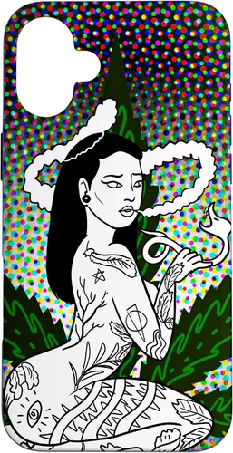Vista 22 de iPhone 16 Weed Smoking Babe Marihuana Cannabis Smoke Stoner 420 Estuche de regalo
