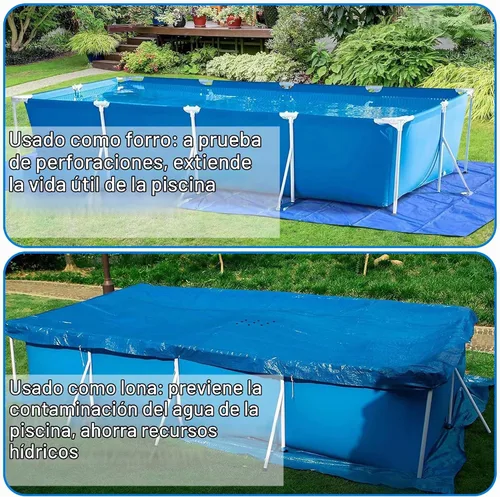 Vista 6 de codree Paños rectangulares de suelo de piscina de 20 x 12 pies, almohadilla de revestimiento de polietileno impermeable para piscina, resistente