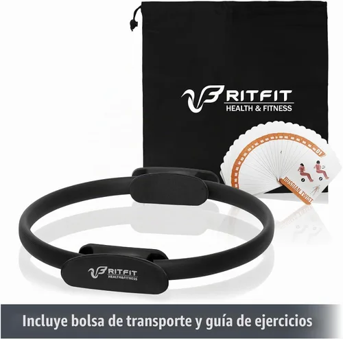 Vista 5 de RitFit Anillo circular de pilates – Círculo mágico de fitness de 14 pulgadas para tonificar muslos interiores y exteriores, guía de entrenamiento