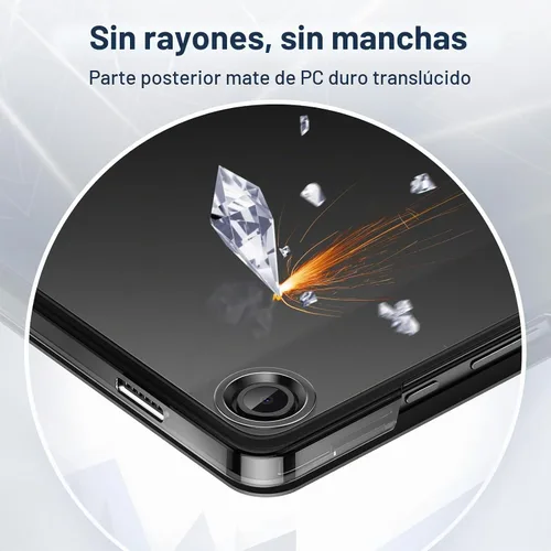 Vista 4 de JETech - Funda para Samsung Galaxy Tab A9 Plus de 11", color negro Diseño trasero translúcido delgado, soporte de tres pliegues, encendido