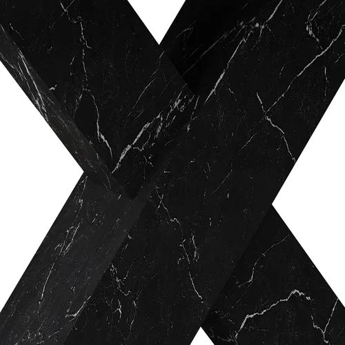 Vista 9 de Mesa de comedor cuadrada moderna, de 47.24 a 62.99 pulgadas de largo, elástica, con estampado de mármol negro + patas de mesa en forma de X de MDF