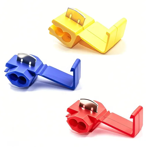 Vista 6 de 100 unidades de conectores de cable de empalme rápido sin soldadura, conector de cable eléctrico de cierre de clic calibre 12-10 (amarillo)