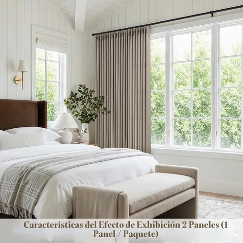 Vista 6 de Cortinas de lino extra anchas de 70 pulgadas de largo y 96 pulgadas Abedul Burlywood