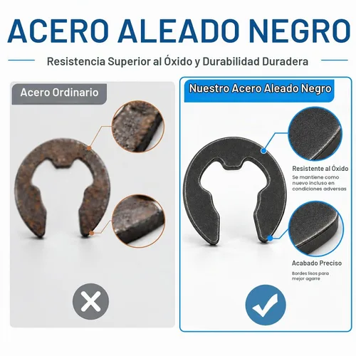 Vista 7 de Juego surtido de 300 piezas de acero aleado negro E Clip E-Clip Anillo de retención externo (M1.5-M10,300 PCS)