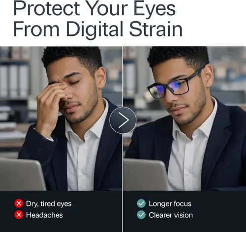 Vista 6 de IBOANN Blue Light Glasses for Men - Lightweight Al-Mg Metal, Gaming Computer Blocking Glasses, Eye Protection Anti Eyestrain