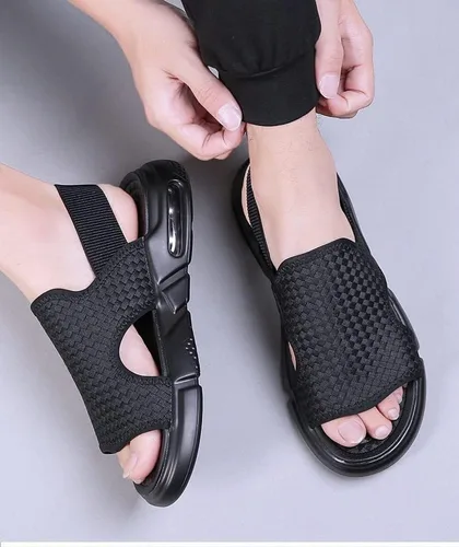 Vista 8 de Sandalias de verano tejidas de suela suave para hombre, para exteriores, verano, puntera abierta, antideslizantes, para playa, aumento de altura