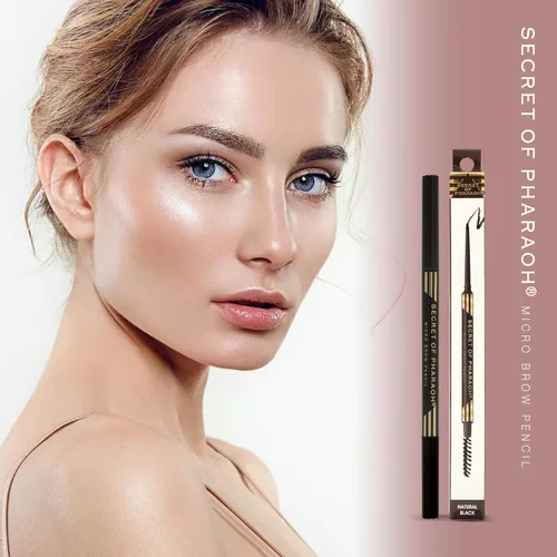 Vista 6 de EBIN NEW YORK Micro Lápiz de cejas negro natural Punta ultrafina para trazos precisos similares al cabello Define las cejas Cepillo suave