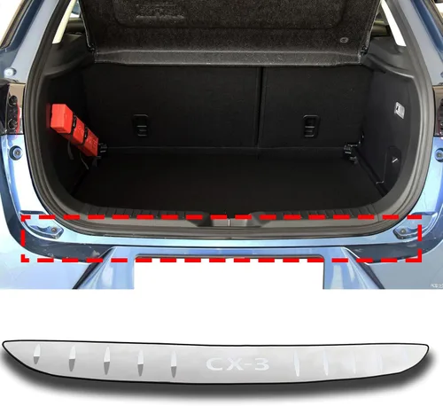 Vista 2 de Protector de parachoques trasero de acero inoxidable para Mazda CX3 2016-2021, piezas de automóvil, cubierta de umbral de puerta trasera