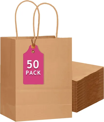 Vista 23 de qiqee Paquete de 50 bolsas de regalo de papel negro con asas a granel 13"x10.3"x4.6" bolsas de favor para fiestas de tamaño grande múltiples usos