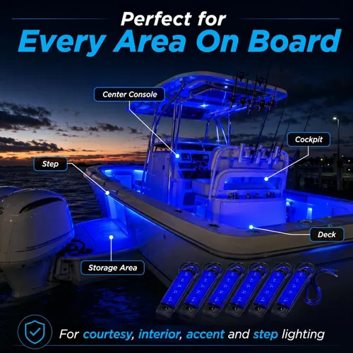 Vista 2 de Shangyuan Luces marinas: 6 luces interiores LED impermeables para yate, barco de pesca, kayak y más, 12 V