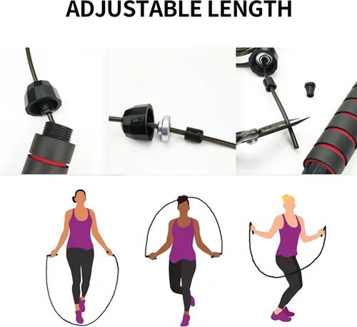 Vista 4 de Jump Rope, Jump Ropes for Fitness, Jump Rope for Men Women, Skipping Rope with Ball Bearings, Adjustable Jump Ropes,Tangle-Free Rapid Speed Jumping