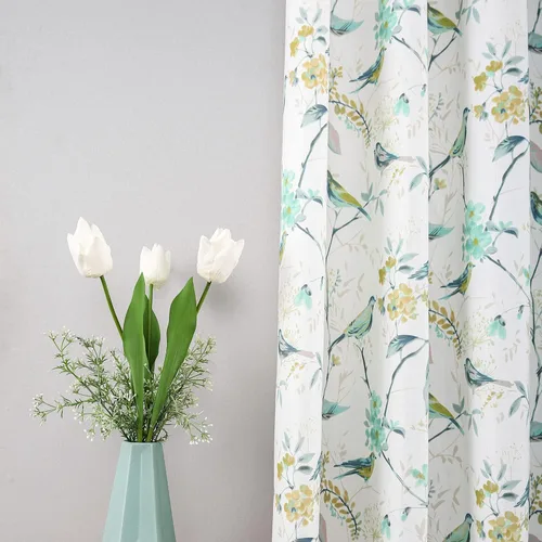Vista 14 de Leeva Cortinas de bloqueo de luz de 45 pulgadas de largo para dormitorio, paneles de cortina de lino sintético para ventana, tratamiento decorativo