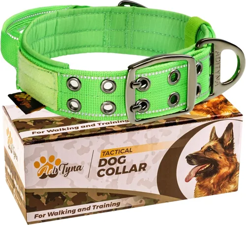 Vista 17 de ADITYNA Collar de perro resistente para perros extra grandes con mango de Collar táctico de camuflaje para caminar, entrenar, uso diario