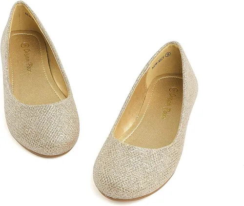 Vista 7 de DREAM PAIRS Zapatos de vestir para niñas, zapatos planos de bailarina para bodafiesta