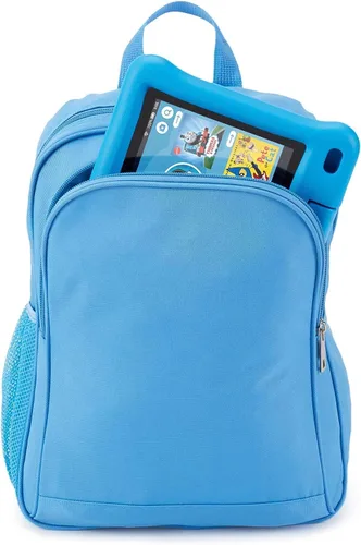 Vista 5 de Mochila exclusiva de Amazon para niños, azul (compatible con tablet Kids Fire de 7 a 8 pulgadas y Kindle Kids Edition)